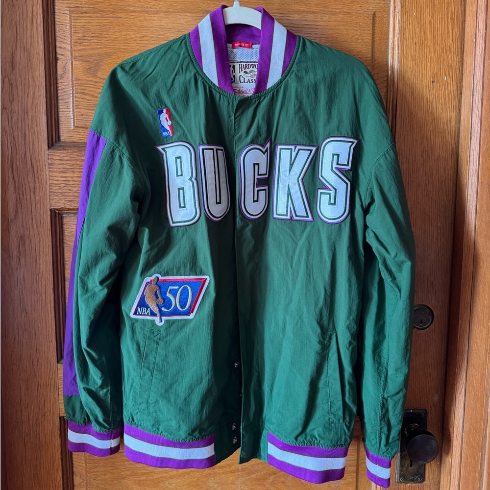 Mens Mitchell & Ness NBA AUTHENTIC WARM UP JACKET - MILWAUKEE BUCKS 96-97, S